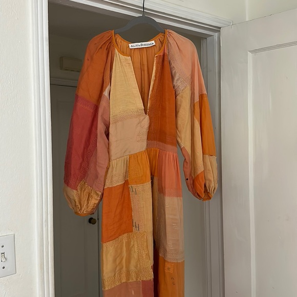 ALIX of Bohemia dress shades of yellow orange vintage saris CELESTE - Picture 2 of 11